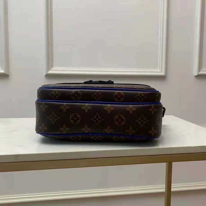 Louis Vuitton LV Unisex S Lock Messenger in Monogram Macassar Coated Canvas Handbag
