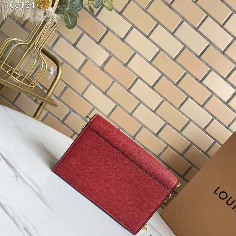 Louis Vuitton LV Women Mylockme Chain Pochette Red Soft Grained Calfskin Clutch