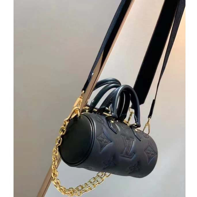 Louis Vuitton LV Women Papillon BB Handbag Black Quilted Embroidered Smooth Calf