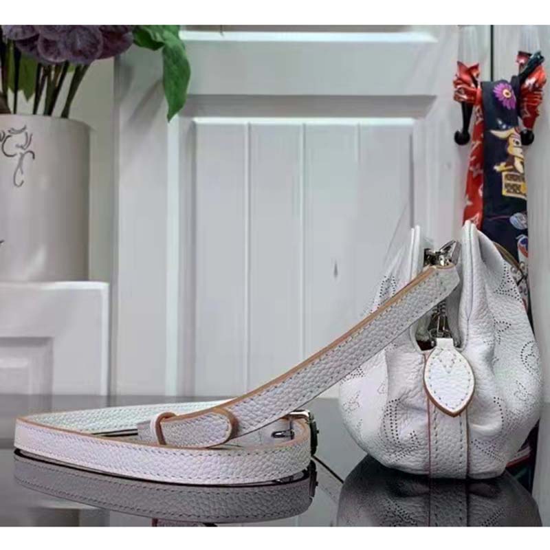Louis Vuitton LV Women Scala Mini Pouch Gris Souris Mahina Perforated Calf Leather Clutch