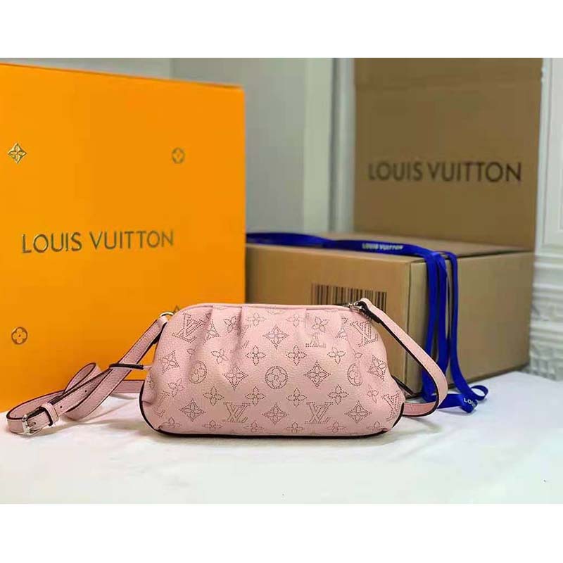 Louis Vuitton LV Women Scala Mini Pouch Magnolia Pink Mahina Perforated Calf Leather Clutch