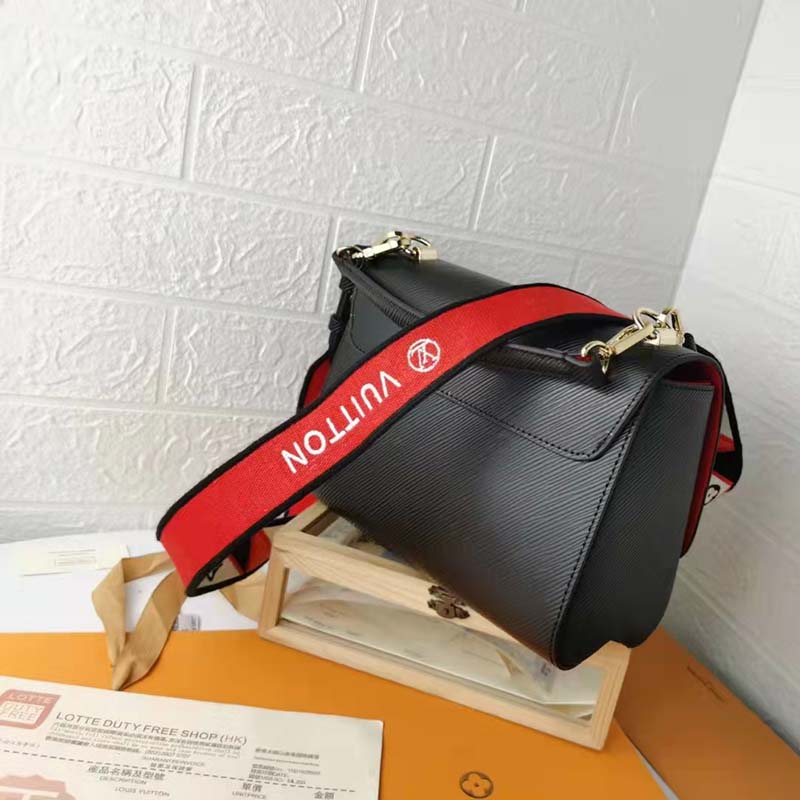 Louis Vuitton LV Women Twist MM Handbg Black Epi Grained Cowhide Leather Handbag