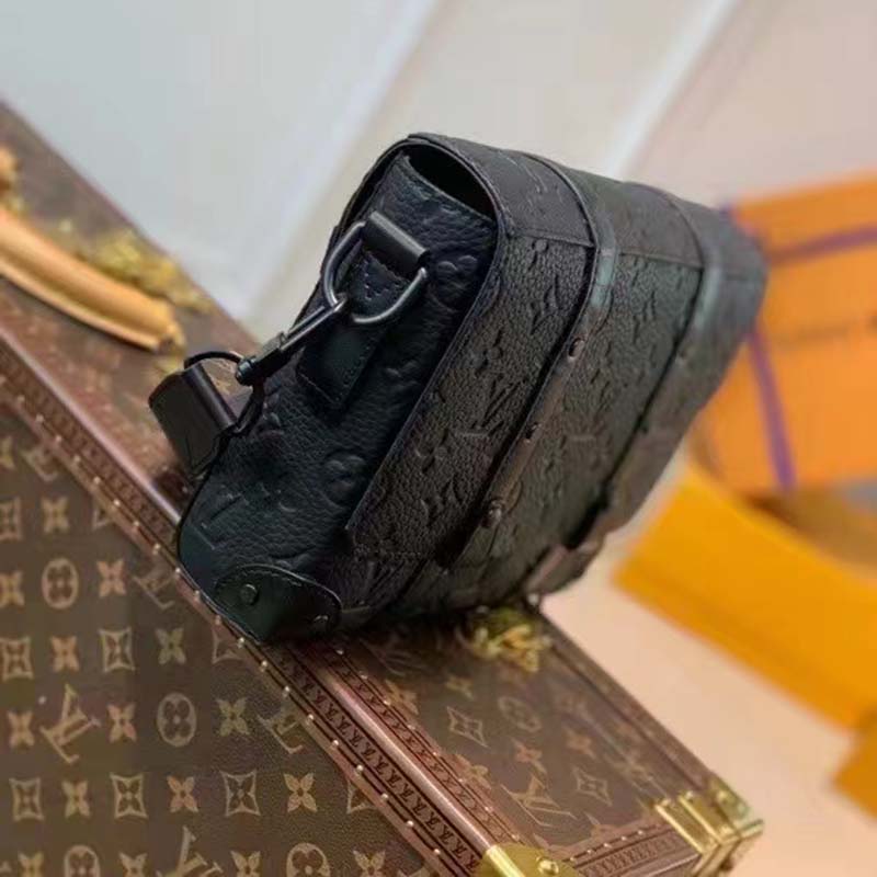 Louis Vuitton Unisex Trunk Messenger Taurillon Monogram Textile Cowhide Leather Handbag