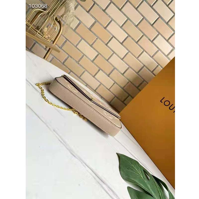 Louis Vuitton Women Félicie Pochette Grey Monogram Empreinte Embossed Supple Grained Cowhide Clutch