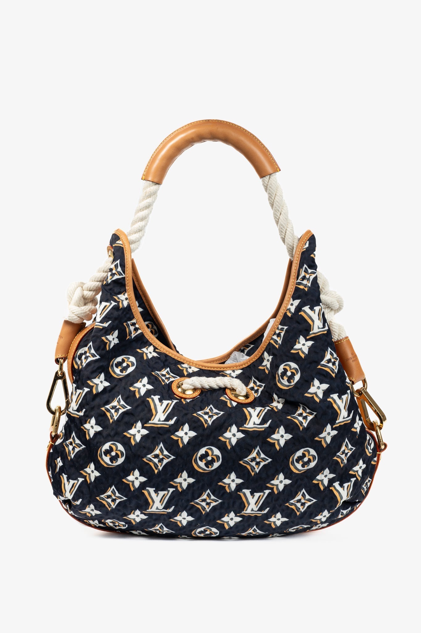 Louis Vuitton Cruise 2010 Bulles MM Navy Nylon Monogram Rope-Tassel Hobo Bag