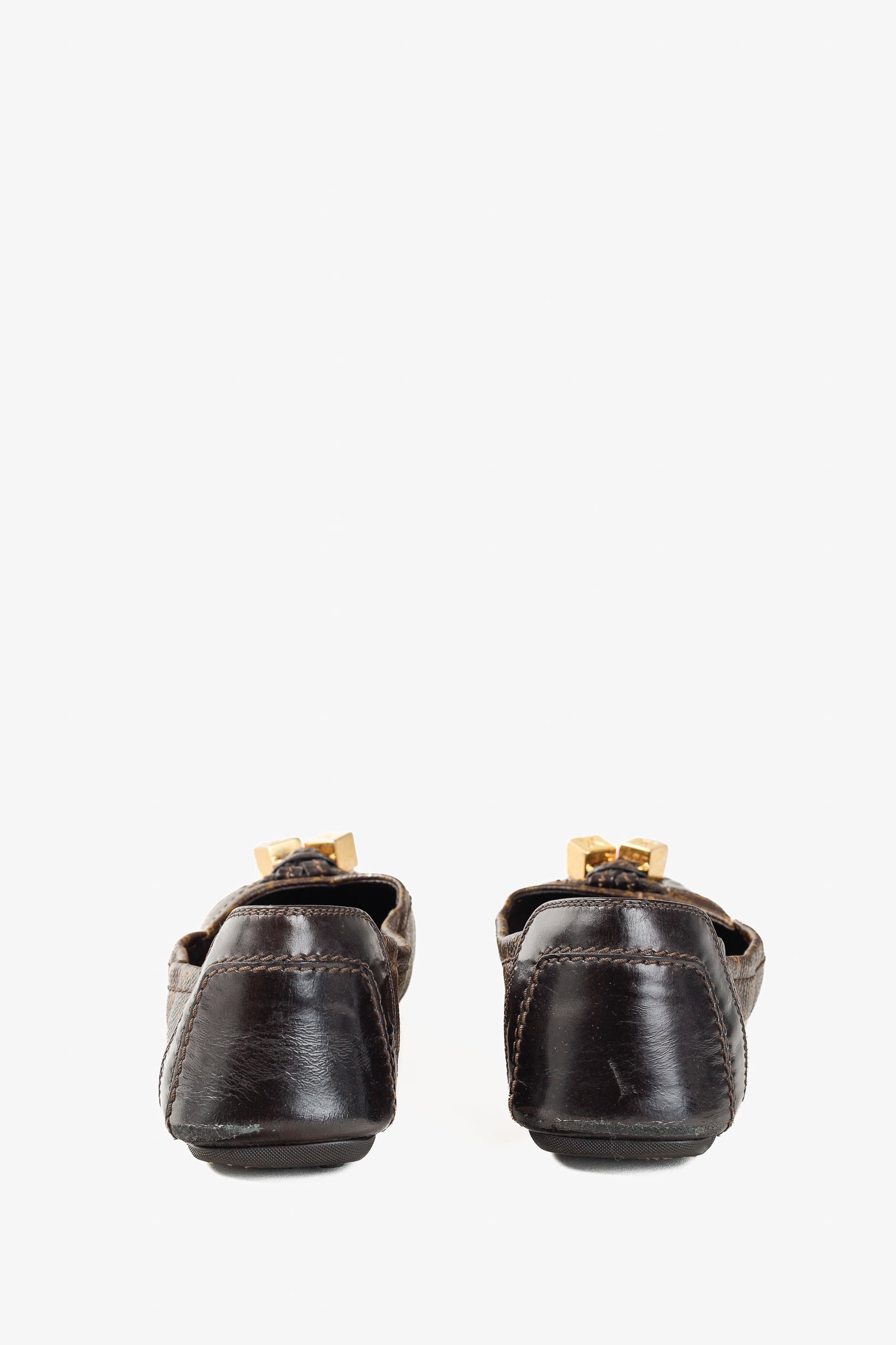 Louis Vuitton Lovely Golden-Cube Ballet Driving Flats in Brown Monogram