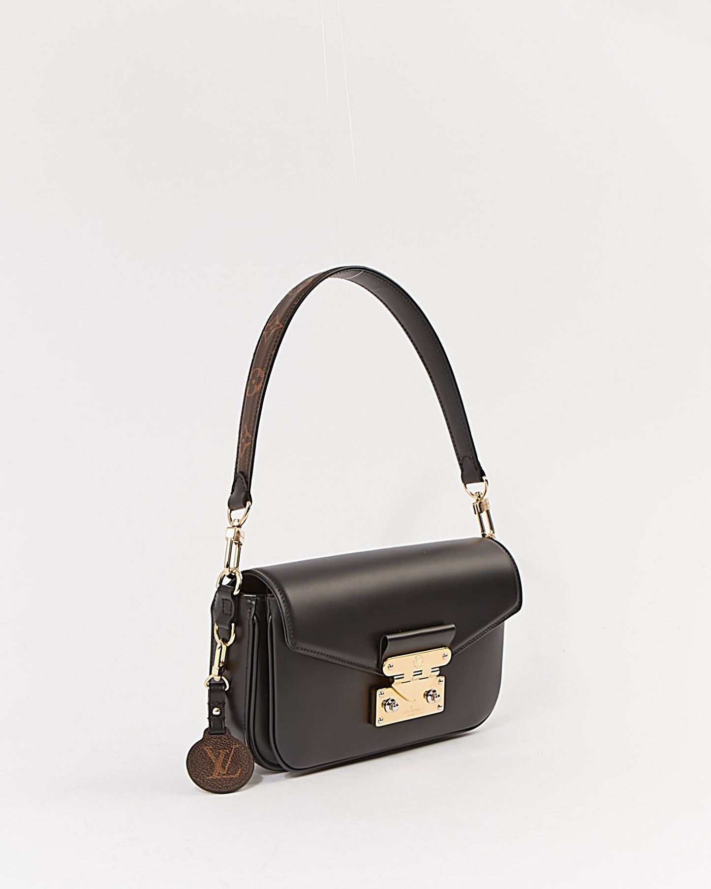 Louis Vuitton Black Leather Monogram Canvas Swing Bag