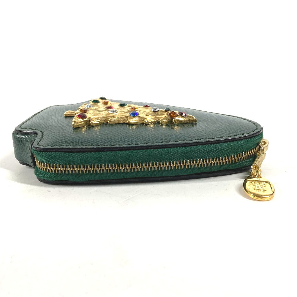 CELINE Pouch leather green Rhinestone tree Women