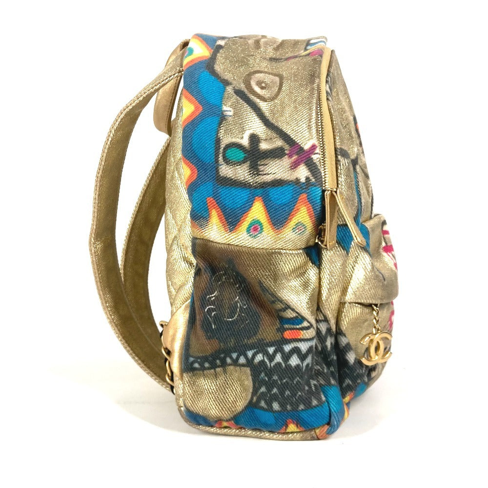 CHANEL Backpack AS0867 Leather / canvas gold COCO Mark CC logo graffiti