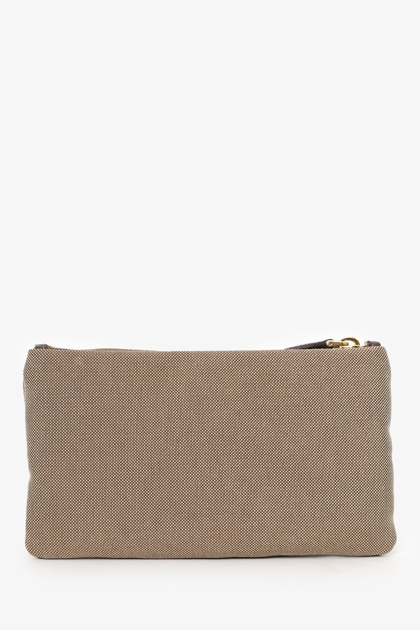 Prada Beige Logo Jacquard Canapa Clutch