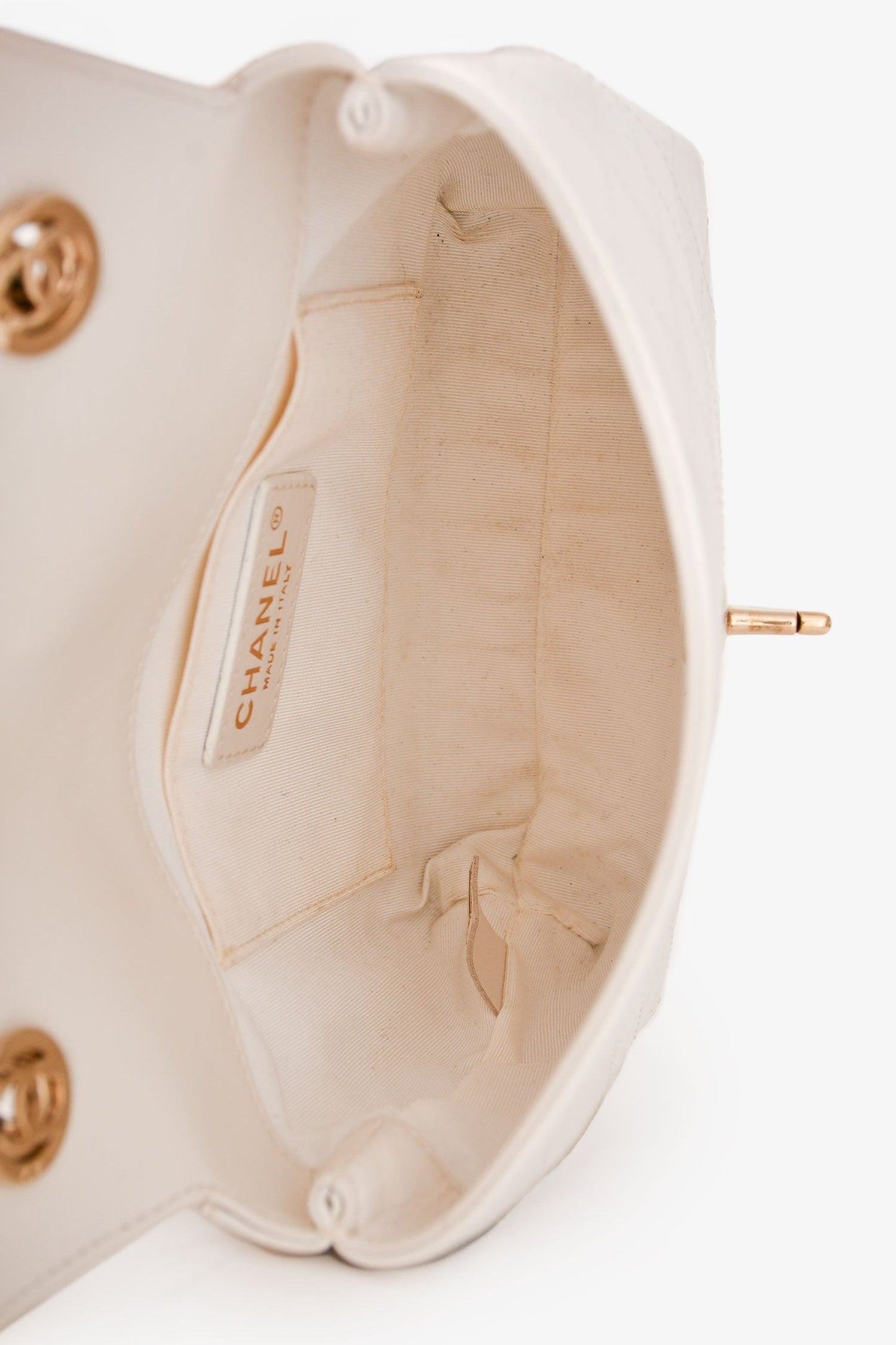Chanel™ 2018/19 White Leather Small Covered CC Flap Bag