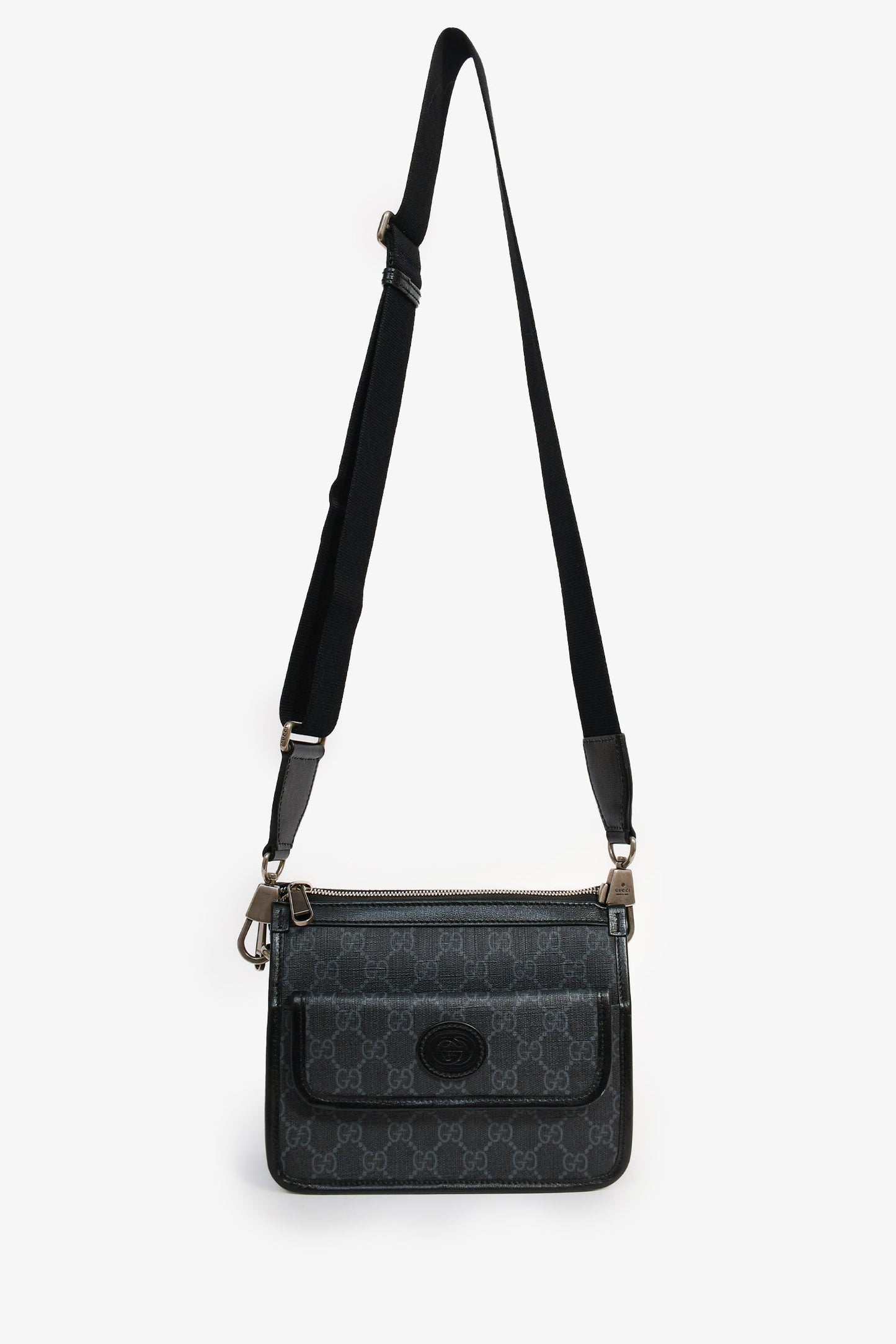 Gucci Black GG Canvas Messenger Bag