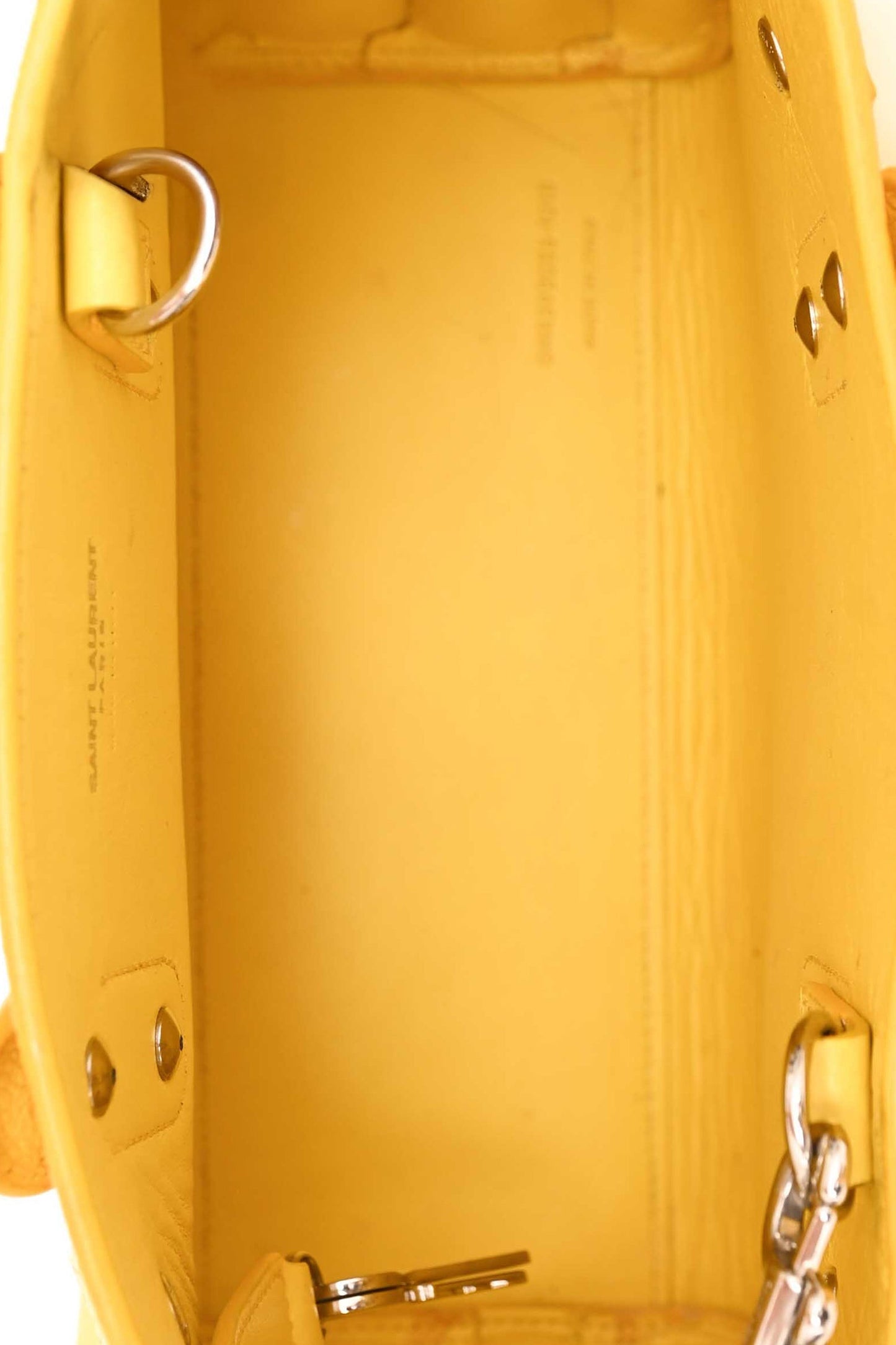 Saint Laurent Yellow Leather Small 'Sac De Jour' with Strap