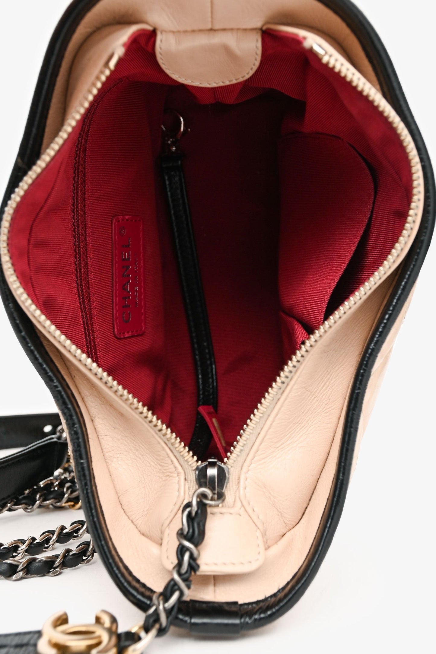 Chanel™ 2017-18 Beige/Black Leather Small Gabrielle Chain Bag