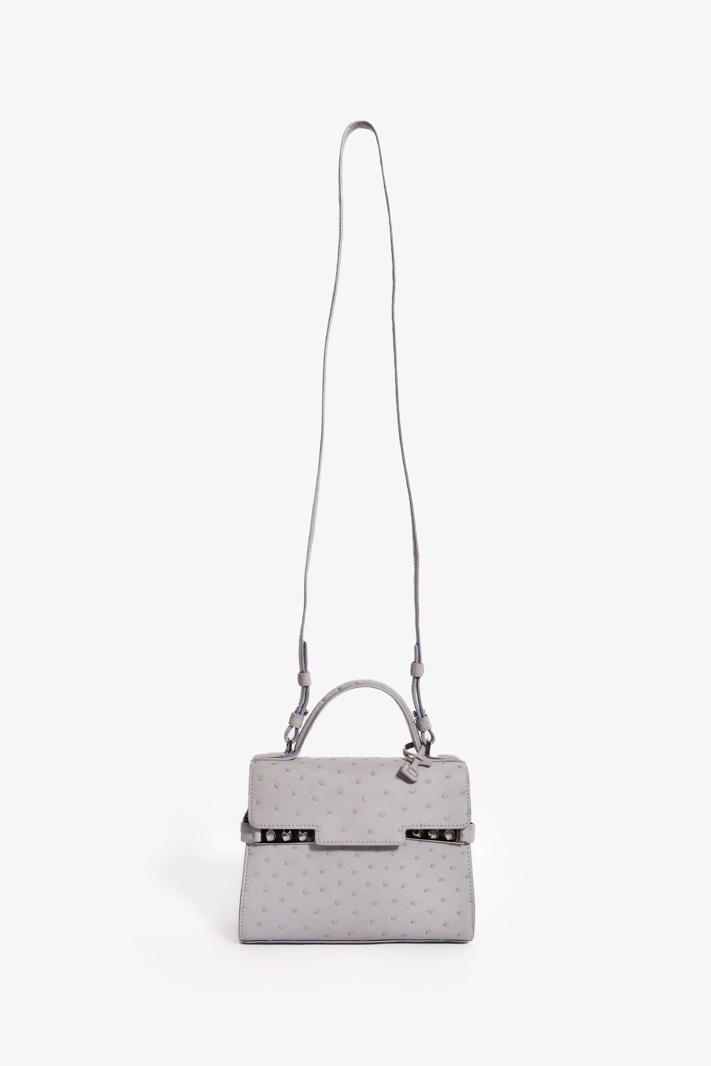 Delvaux Purplish Grey Pstrich Leather Tempete PM with Strap
