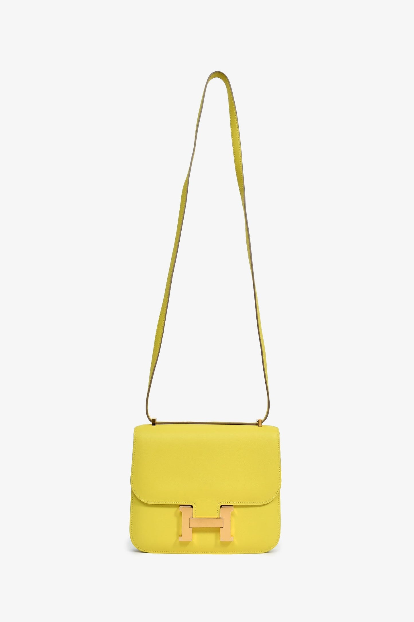 Hermès 2019 Lime Swift Leather Mini Constance 18 GHW