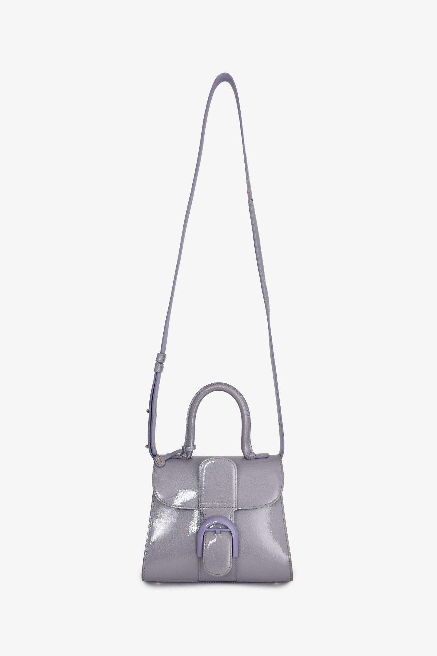 Delvaux Purple Patent Leather Mini Brilliant Bag with Strap