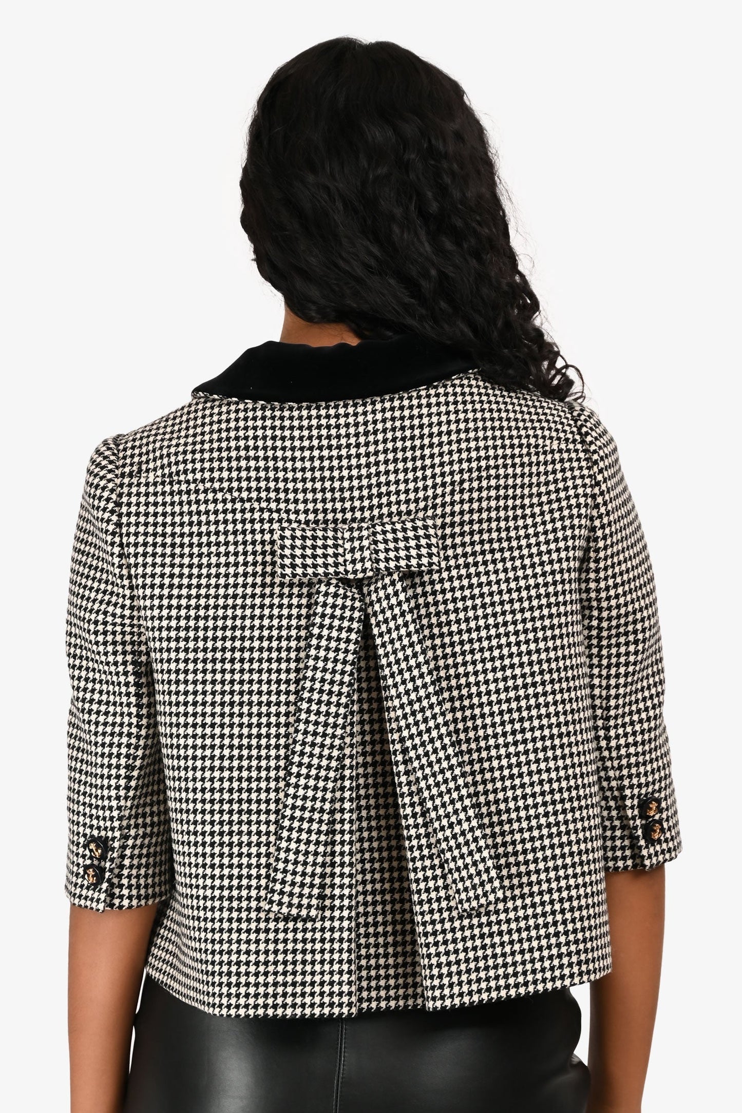 Gucci 2020 Black/White Cotton Houndstooth 'Rave Like You Are Five' Evening Jacket Size 40