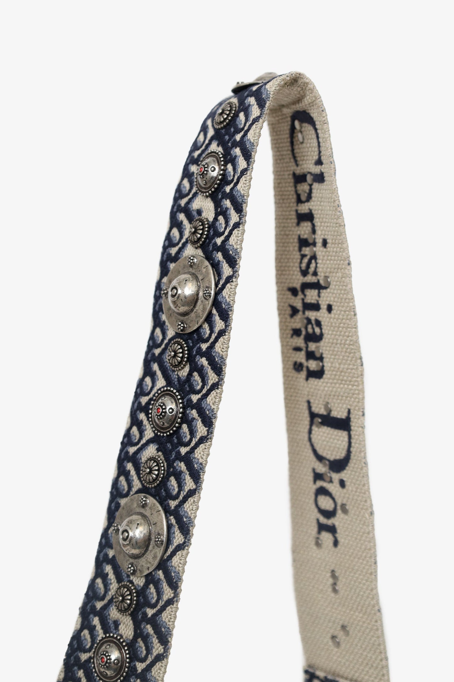 Christian Dior 2019 Blue Oblique Jacquard Mini Saddle Bag With Strap