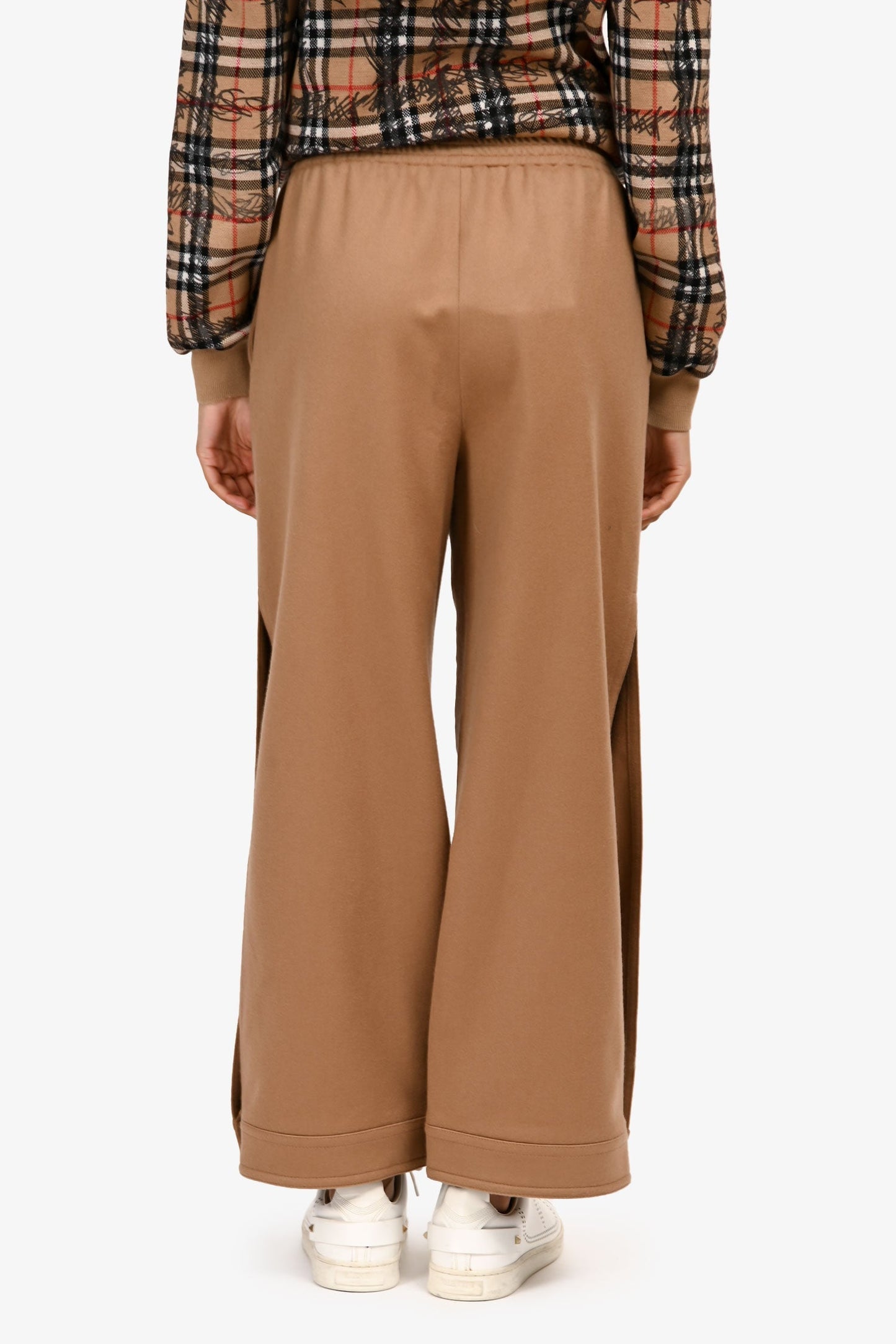 Gucci Khaki Wool GG Button Detail Wide Leg Pants Size 40