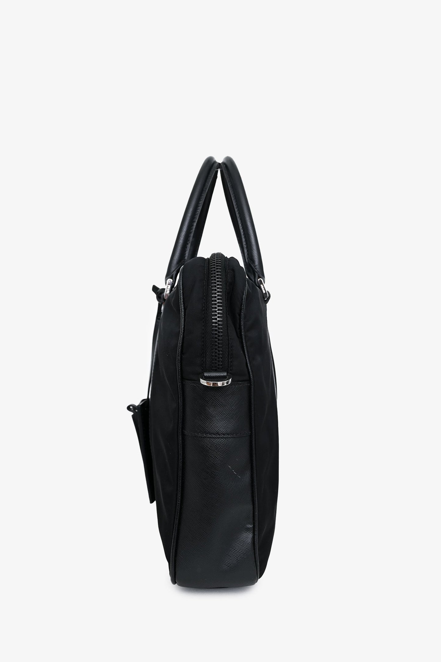Prada Black Nylon Saffiano Leather Trim Briefcase