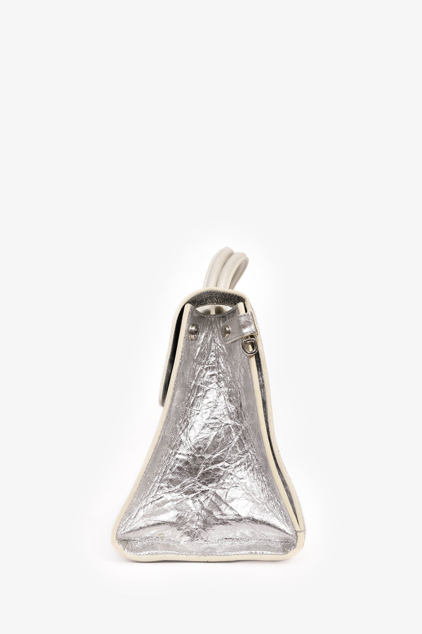 Christian Dior Silver Crinkle Leather 'Diorever' Medium Top Handle with Strap