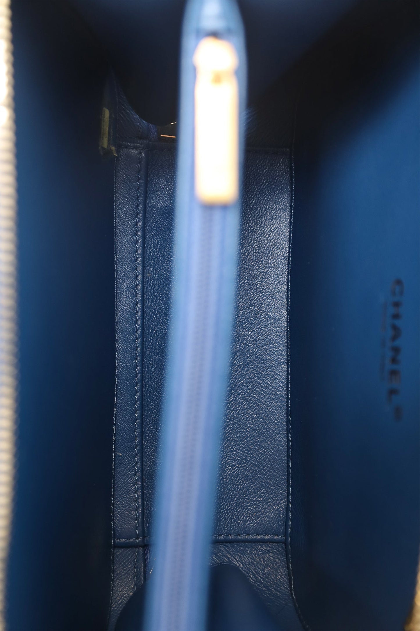 Chanel™ 2019 Blue Caviar Quilted Small CC Filigree Vanity Case