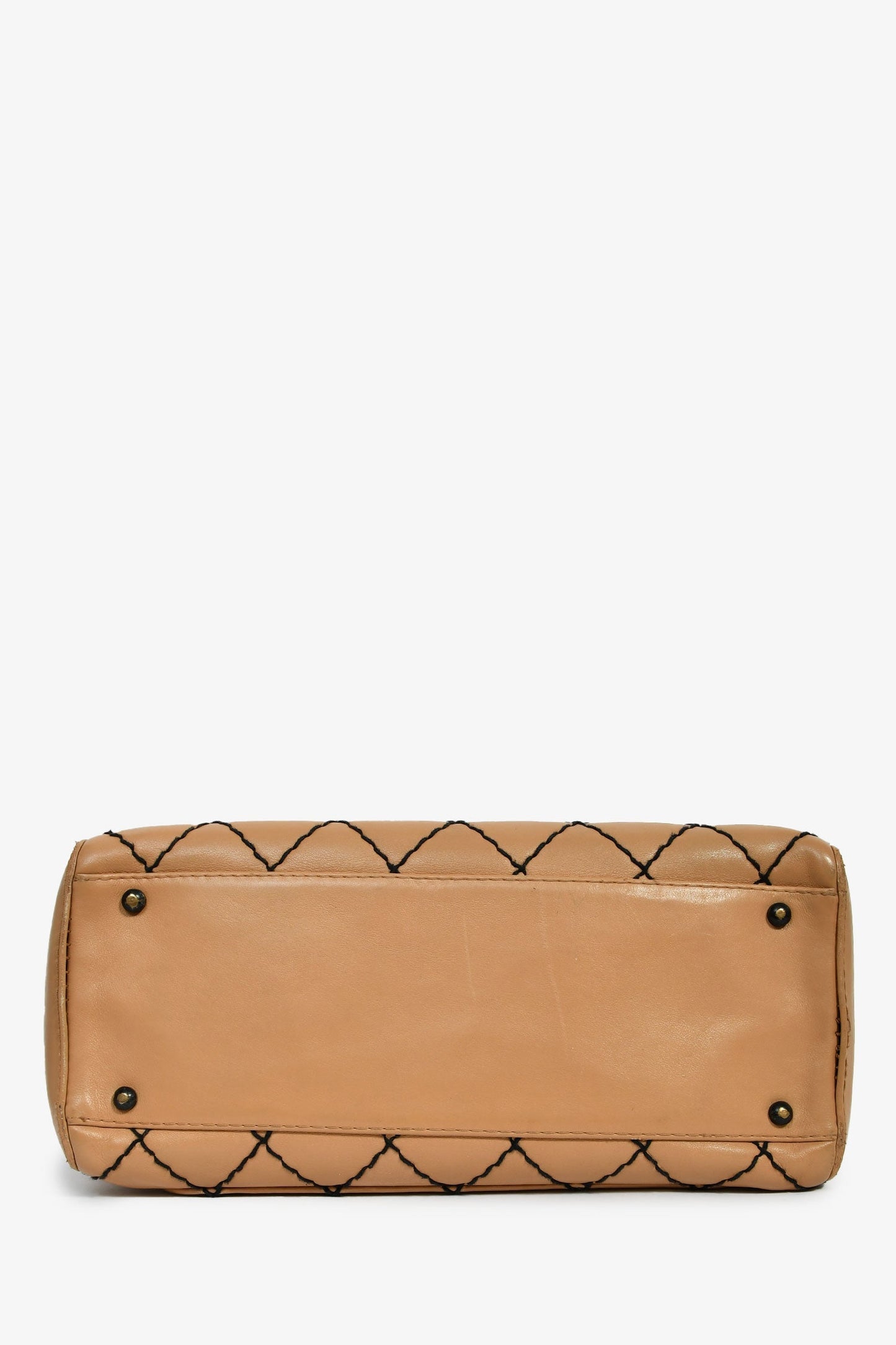 Chanel™ 2000-2002 Tan Contrast Leather Medium Boston Bag