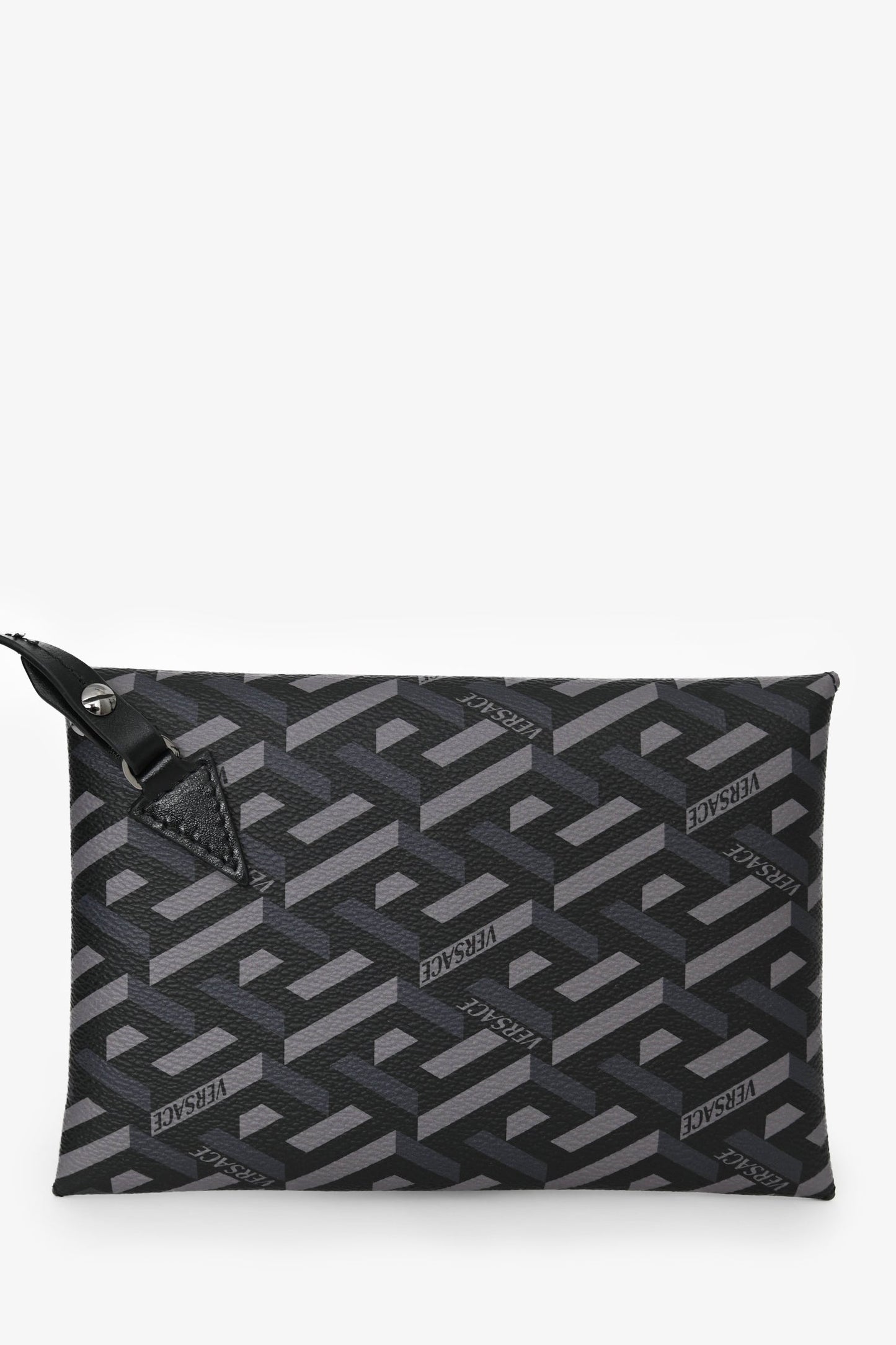 Versace Grey La Greca Canvas Smiley Medusa Tote Bag with Pouch