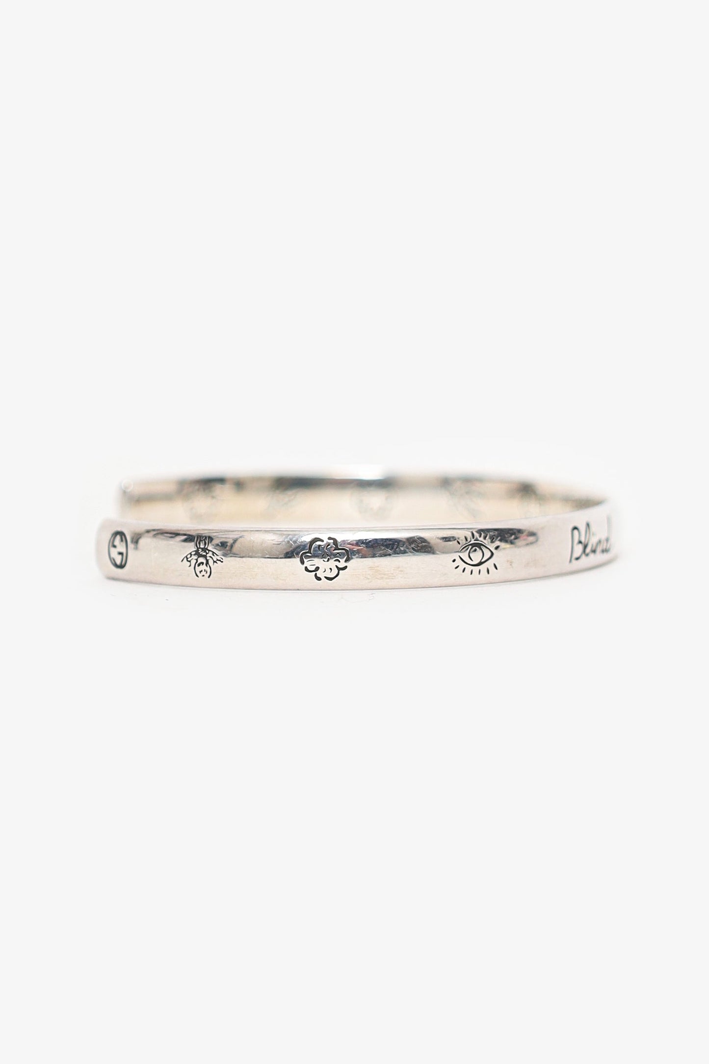Gucci Sterling Silver Blind For Love Sterling Silver Cuff Bracelet