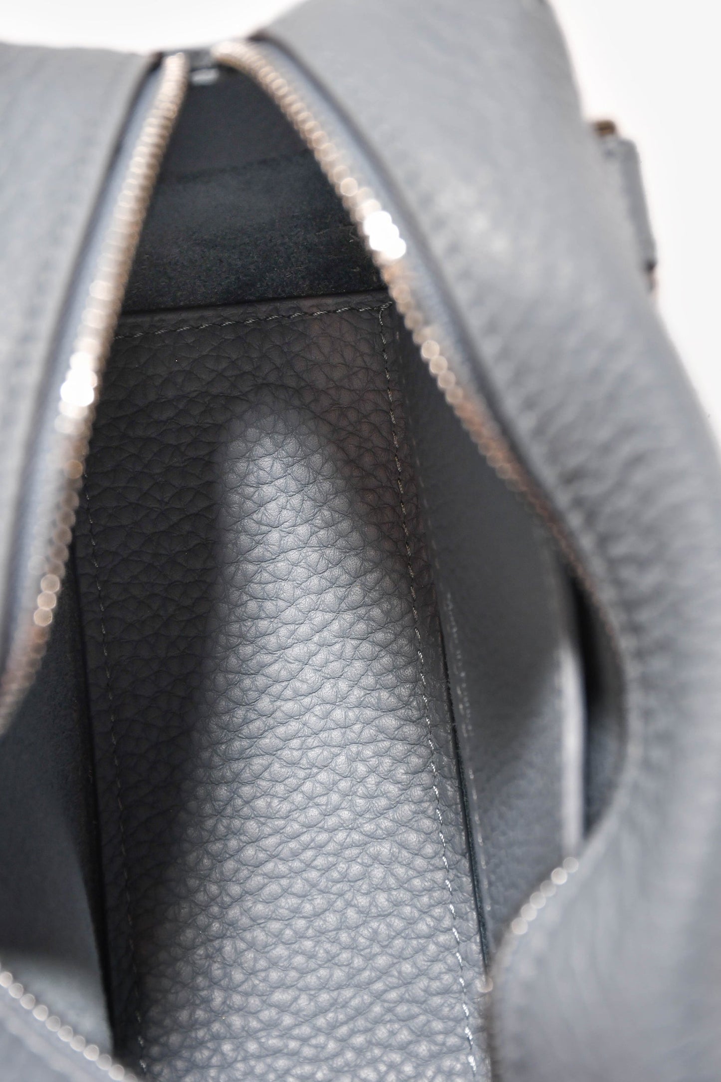 Delvaux Blue Grained Leather 'Cool Box' Nano Top Handle
