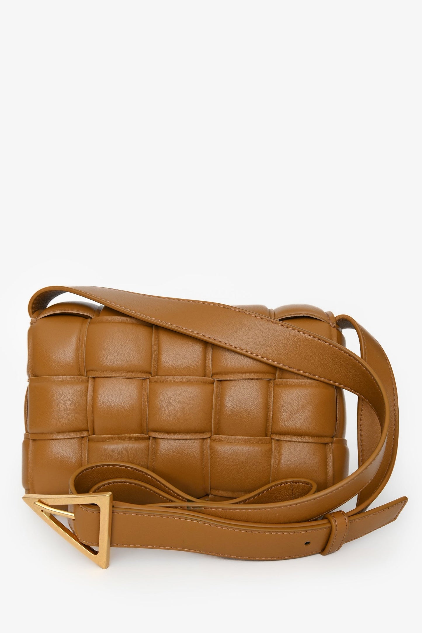Bottega Veneta Camel Intrecciato Mini Padded Cassette Crossbody Bag