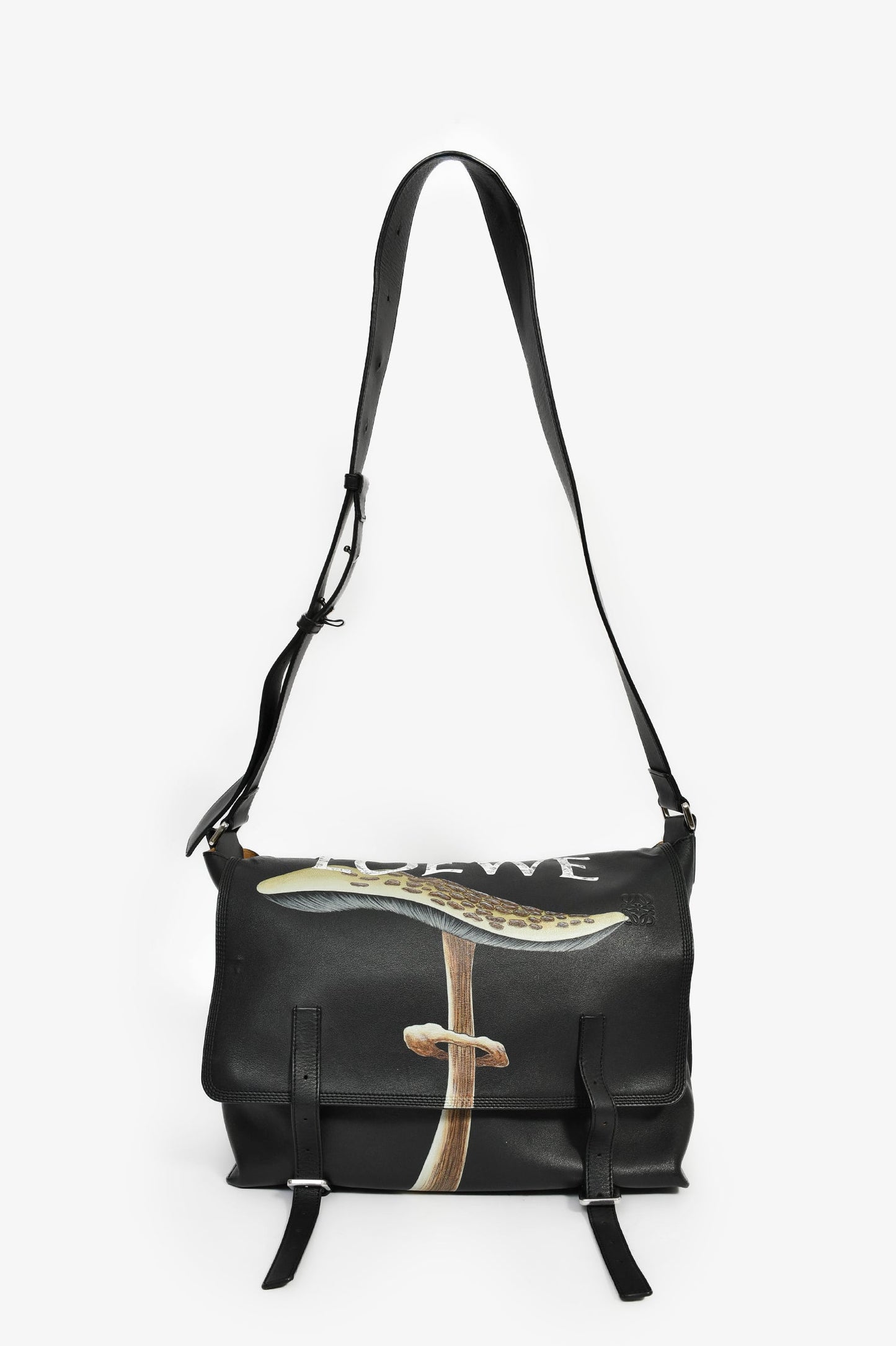 Loewe Black Leather Mushroom Messenger Bag