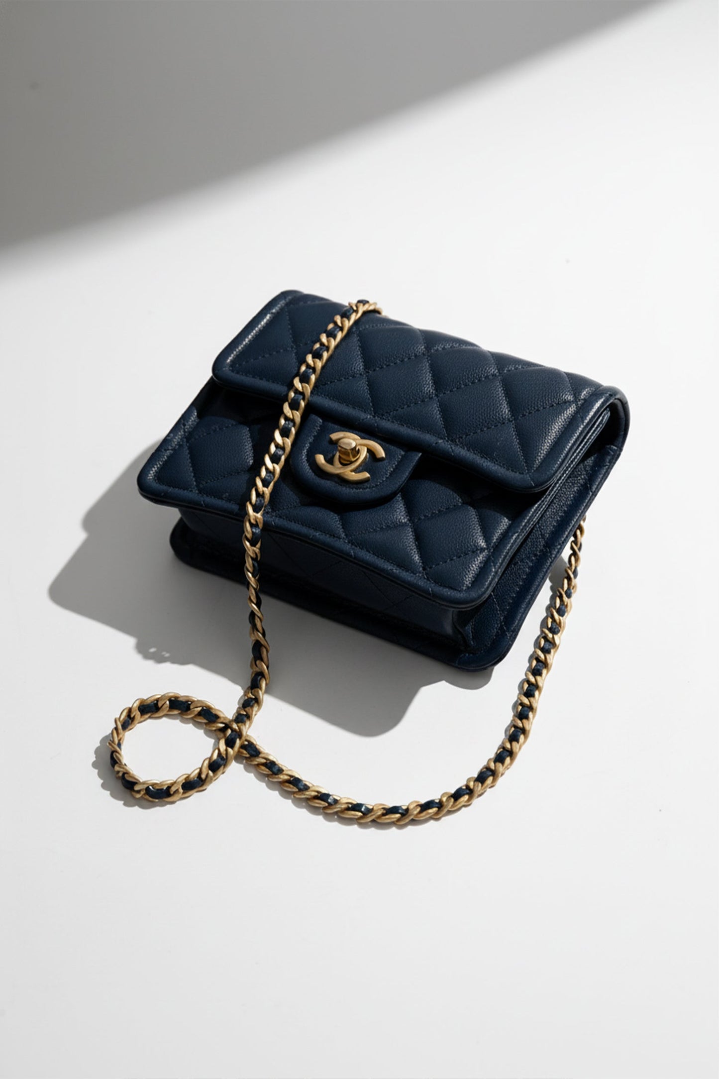 Chanel™ 2021 Navy Quilted Caviar Mini Sweet Classic Flap Bag