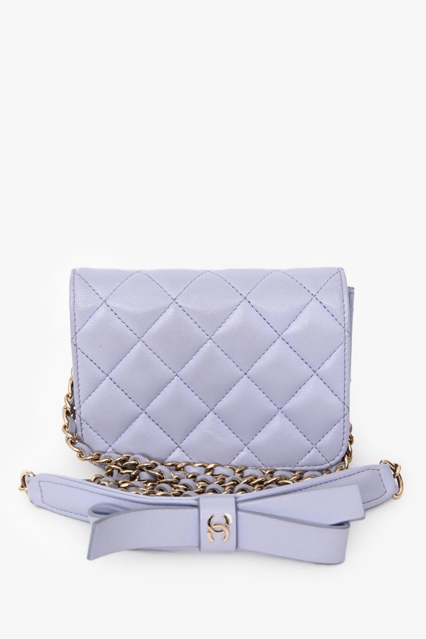 Chanel™ 2021 Purple Lambskin Leather Mini Flap Crossbody Bag