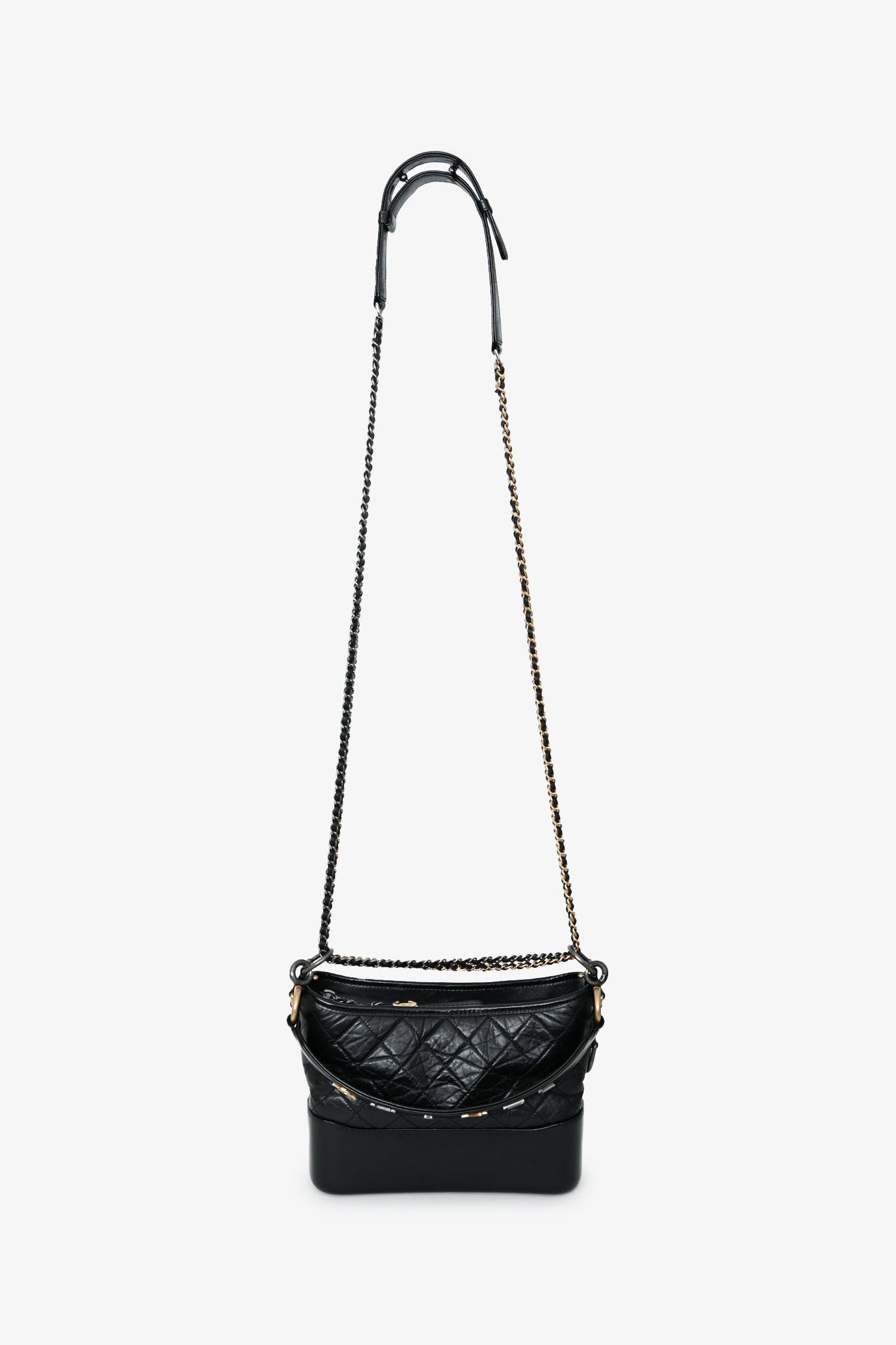 Chanel™ 2019-20 Black Leather Medium Gabrielle Crossbody Bag with Logo Strap