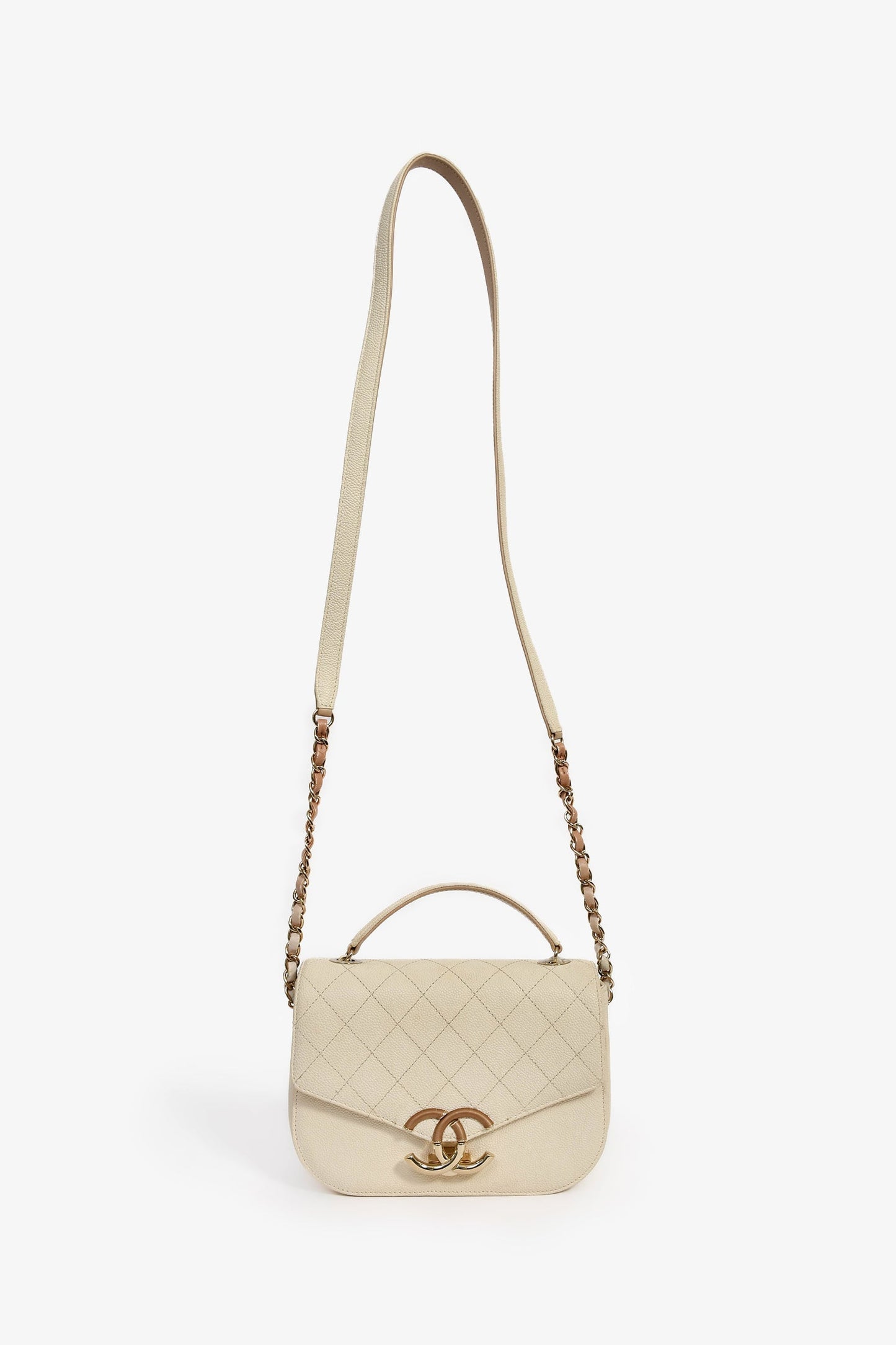 Chanel™ 2018 Paris-Cuba Beige Caviar Leather Thread Around Flap Bag