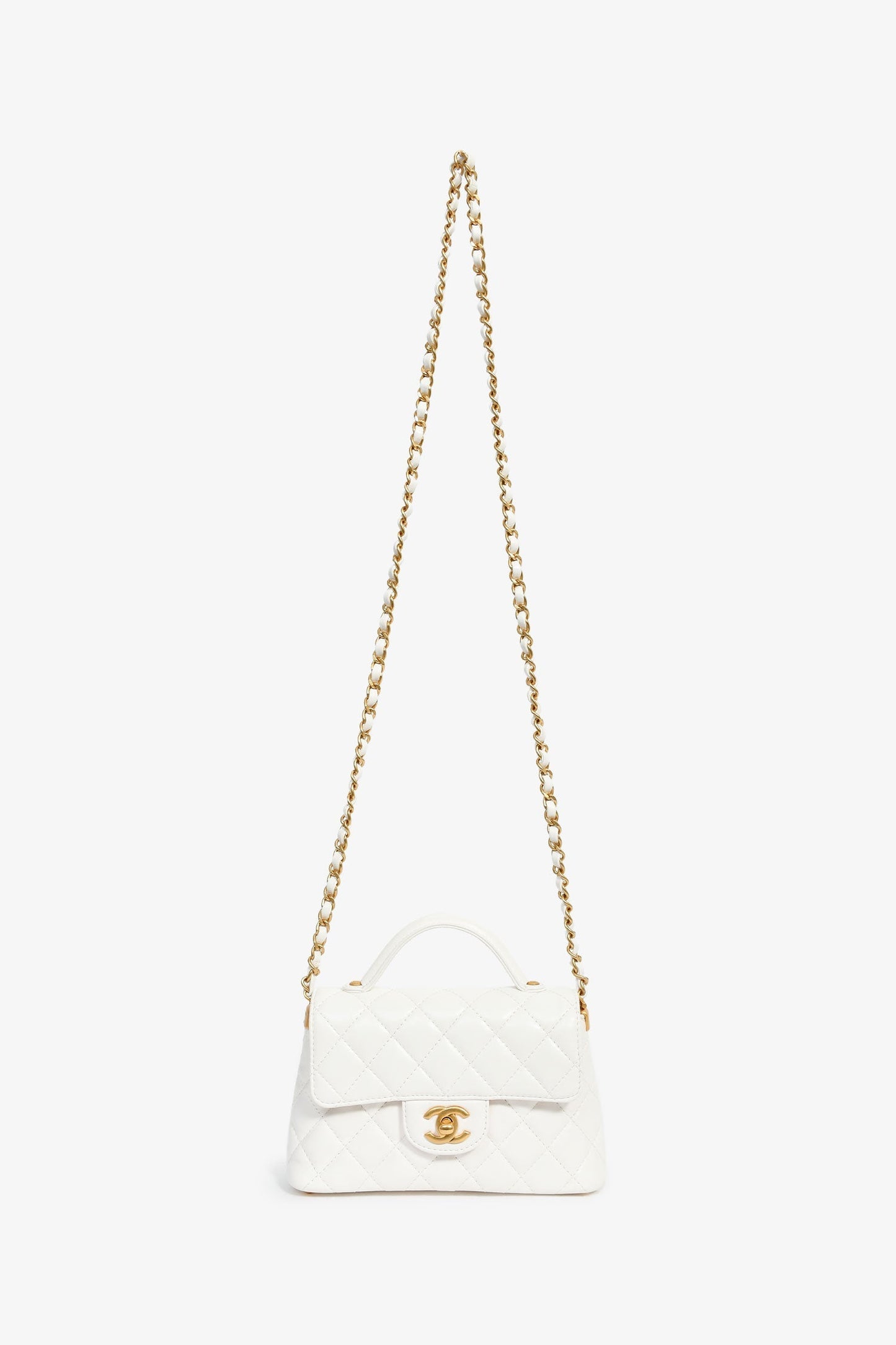 Chanel™ 2025 White Lambskin Mini Rectangle Top Handle