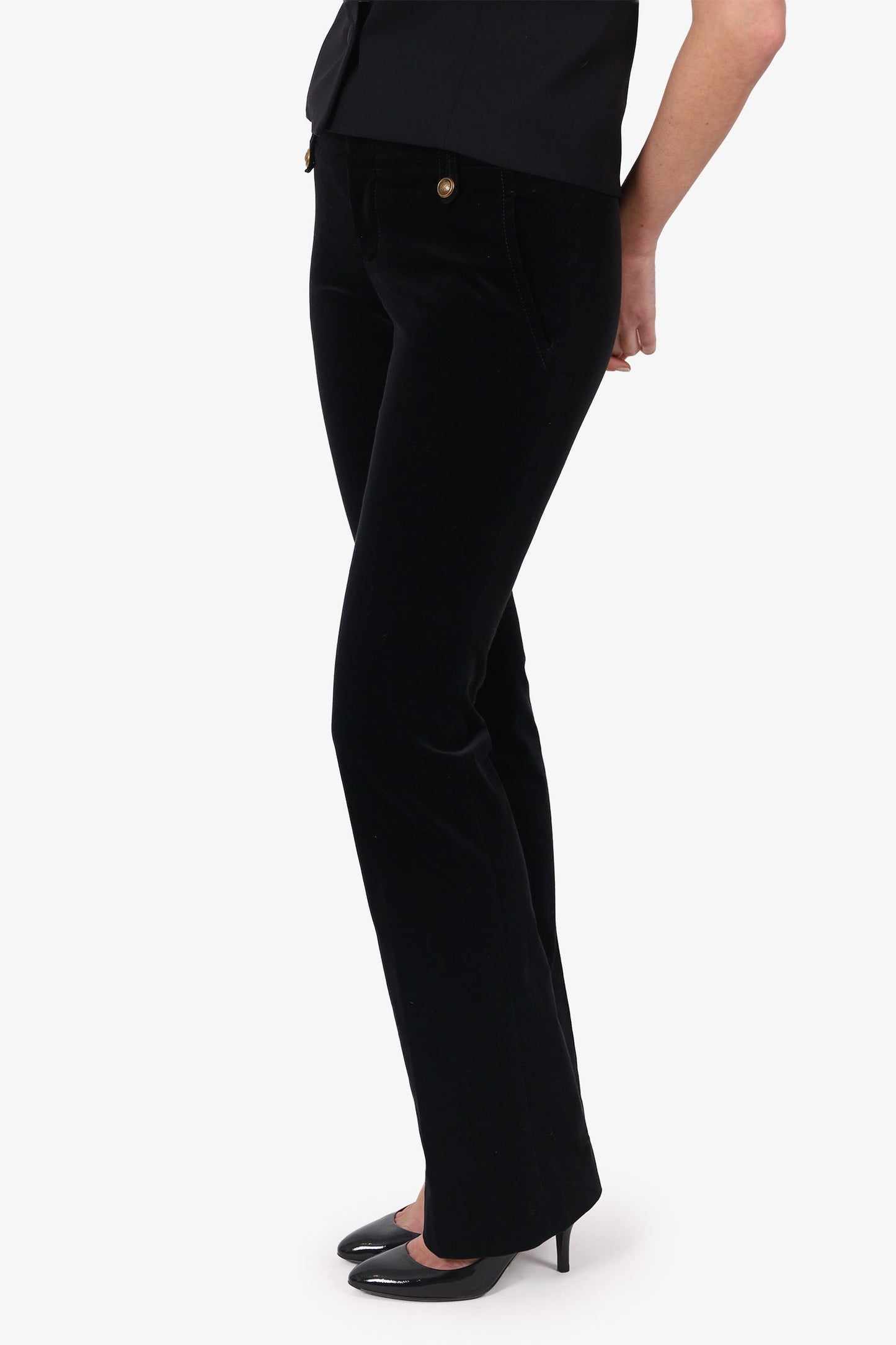 Gucci Black Velvet Straight Leg Trors Size 40