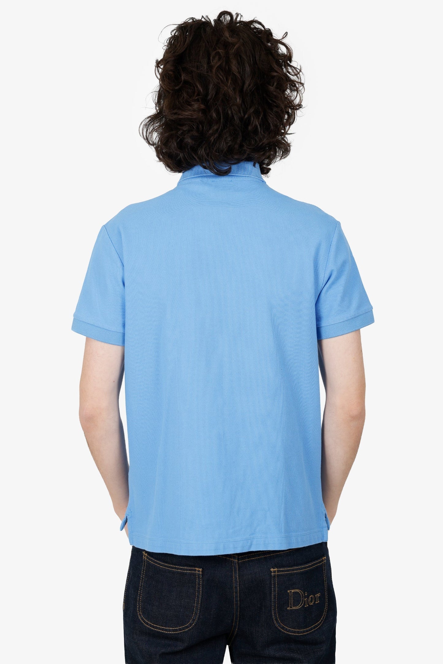 Burberry Blue Polo 'TB' Embroidered Top Size M Mens