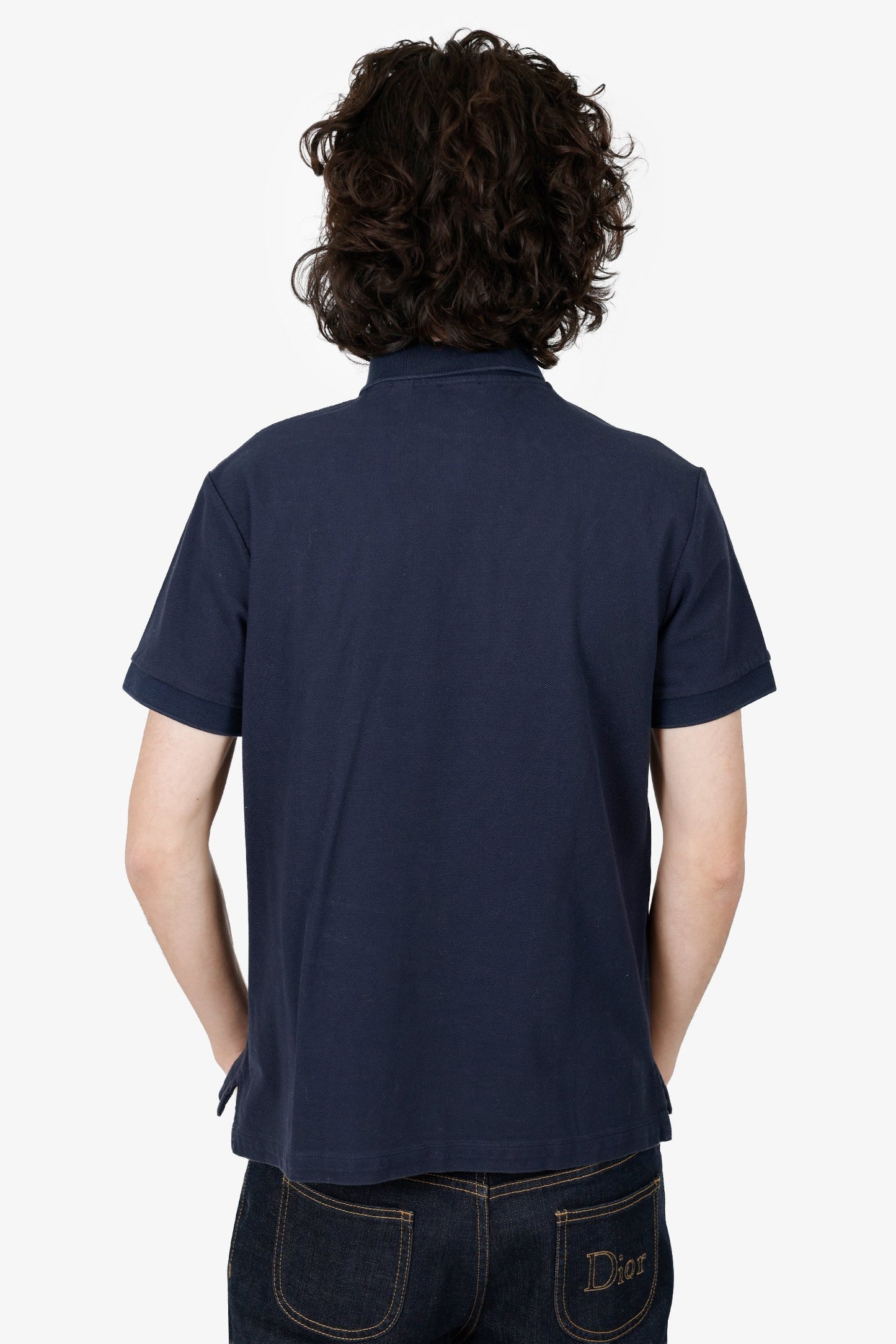 Burberry Navy Polo 'TB' Embroidered Top Size M Mens