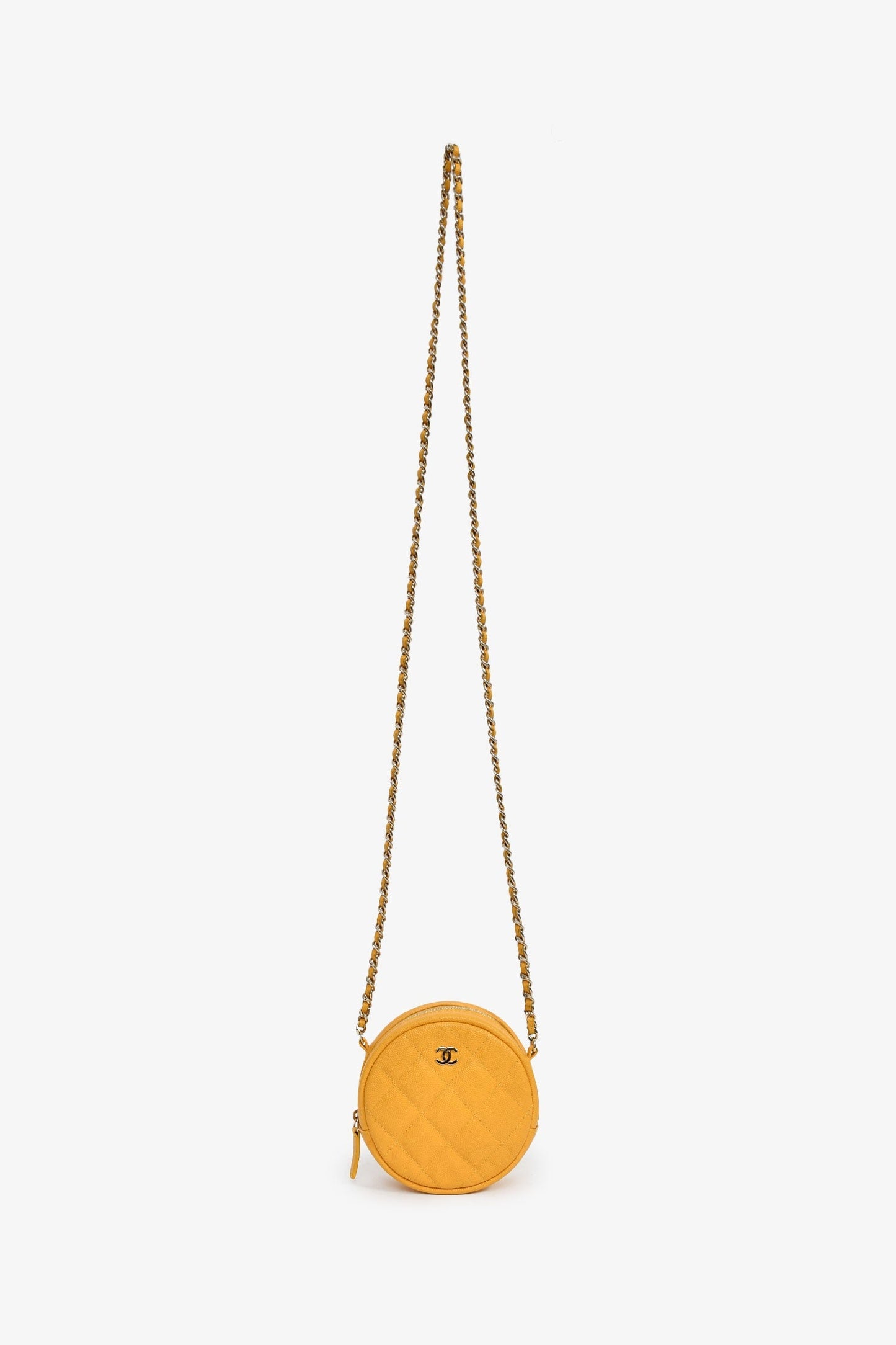 Chanel™ 2018-19 Yellow Caviar Leather Round Chain Bag