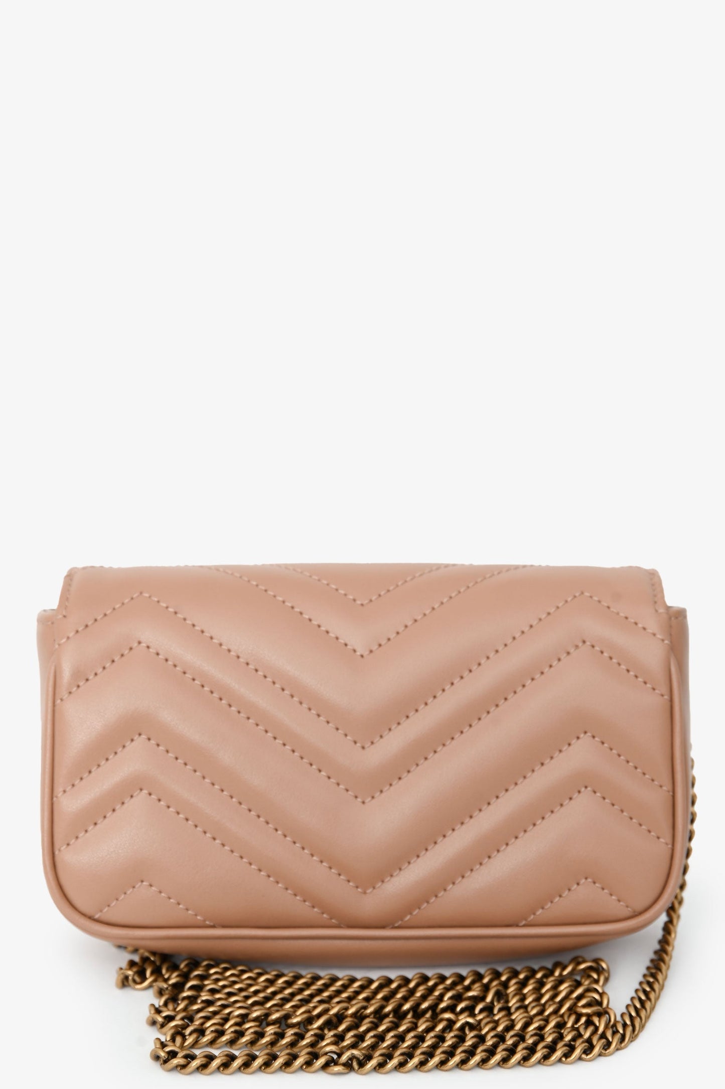 Gucci Brown Leather GG Marmont Super Mini Crossbody Bag