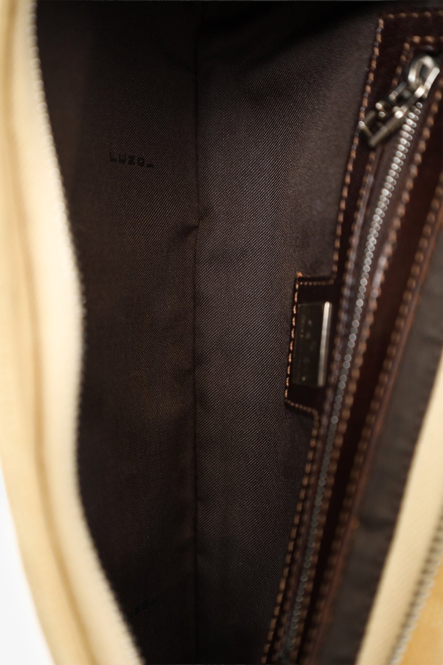 Fendi Beige FF Zucca Canvas Baguette Pochette