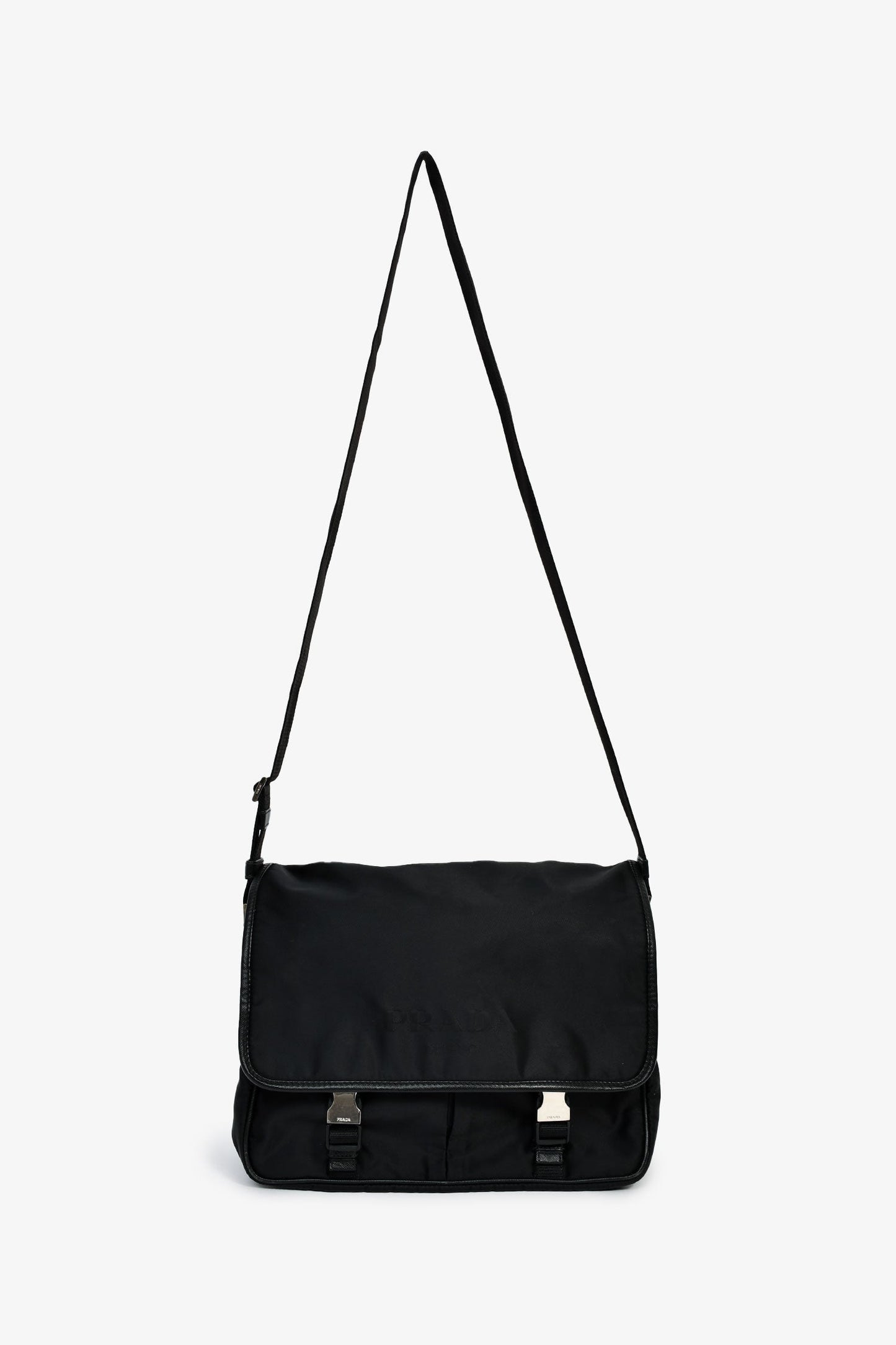 Prada Black Tessuto Flap Messenger Bag