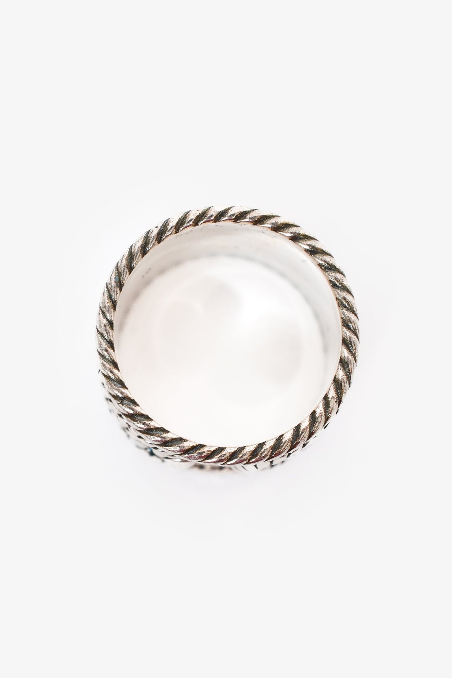 Gucci Sterling Silver Double G Rope Wide Ring Size 10