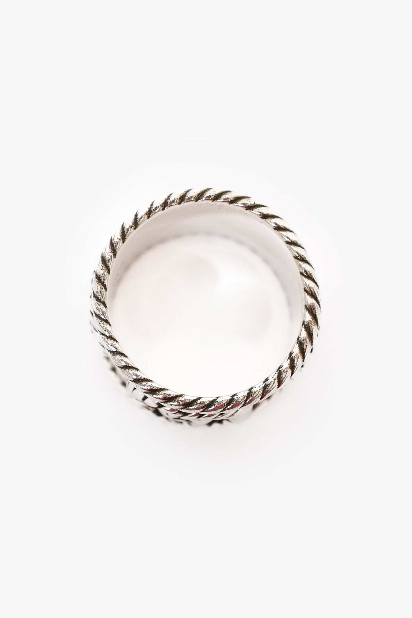 Gucci Sterling Silver GG Marmont Wide Ring Size 10