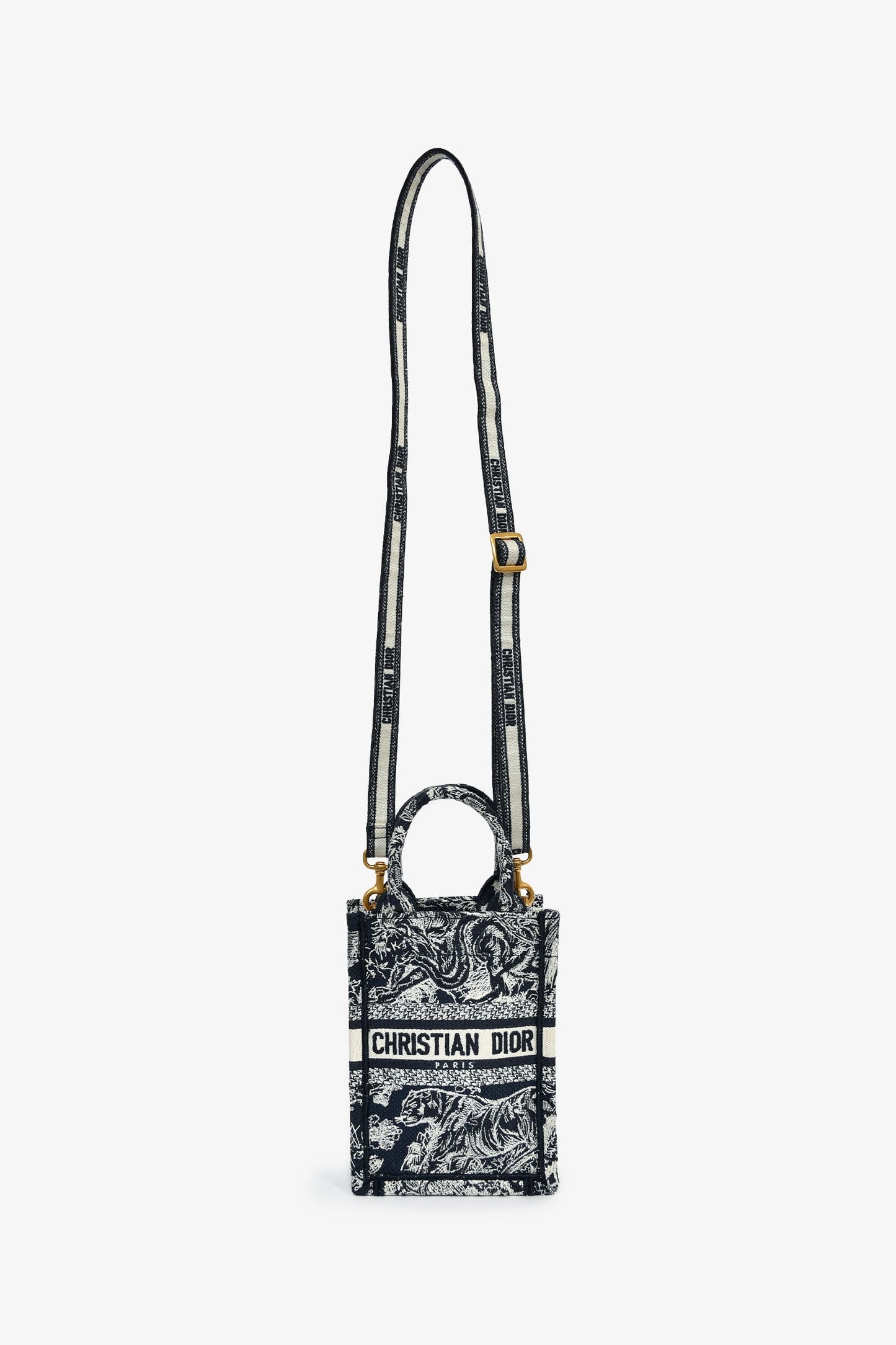 Christian Dior Navy/Cream 'Toile de Jouy' Vertical Mini Book Tote