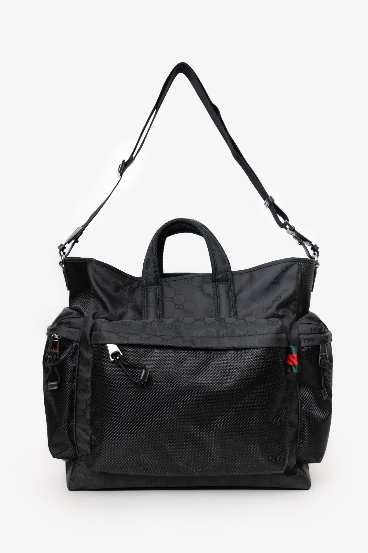 Gucci Black GG Nylon Nexus Large Tote Bag With Strap