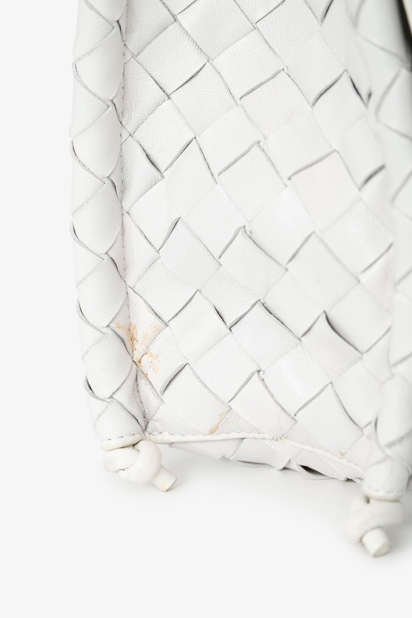 Bottega Veneta White Leather Intrecciato Crossbody